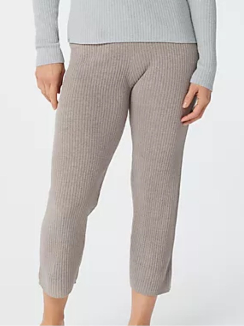 Barefoot Dreams Women Plus Sz 2X Taupe CozyChic Ultra Lite Ribbed Pants NWOT